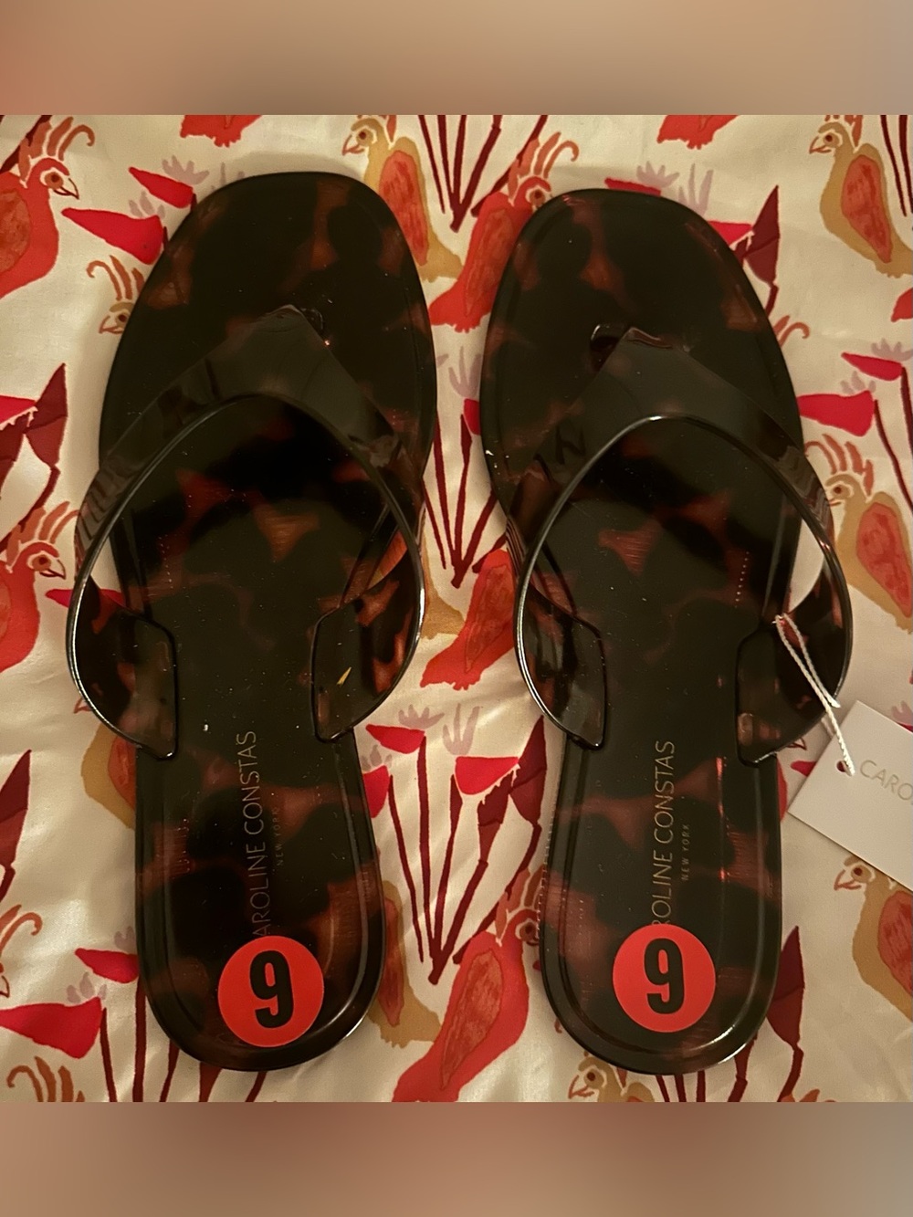Caroline Constas Tortoiseshell Jelly Thong Sandals - Brown/Black NWT - Picture 4 of 4